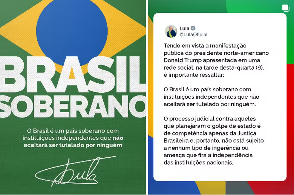 Governo Lula reage com posts sobre soberania e cobra respeito ao Brasil após tarifaço de Trump