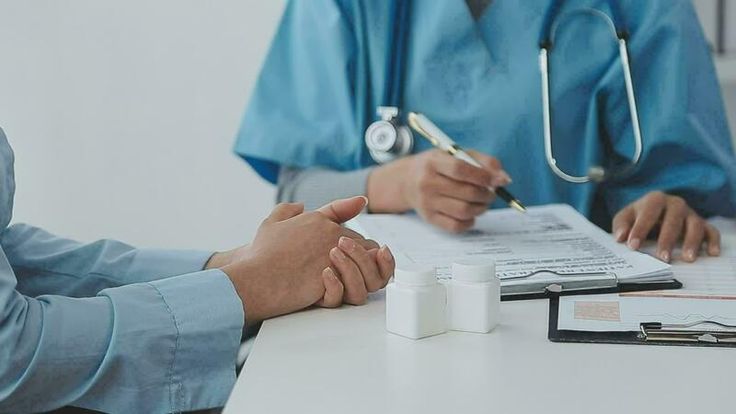 Download Doctor and patient are discussing consultation about symptom problem diagnosis of disease talk to the patient about medication and treatment method_ for free