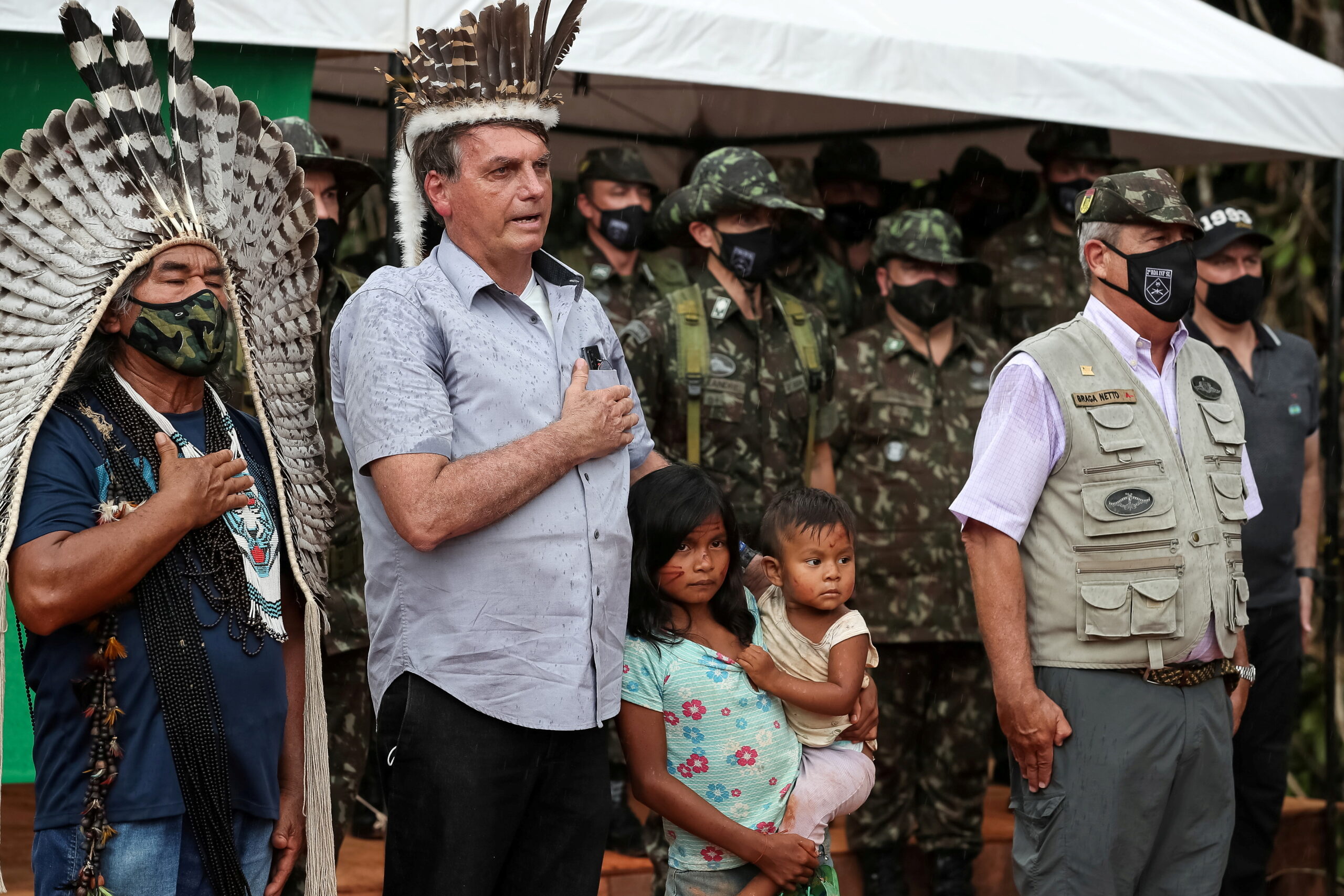 Brazil's President Bolsonaro visits army base border post on Yanomami reservation in Sao Gabriel da Cachoeira