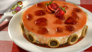 Sobremesa de Natal: Bolo gelado com flocos de biscoito